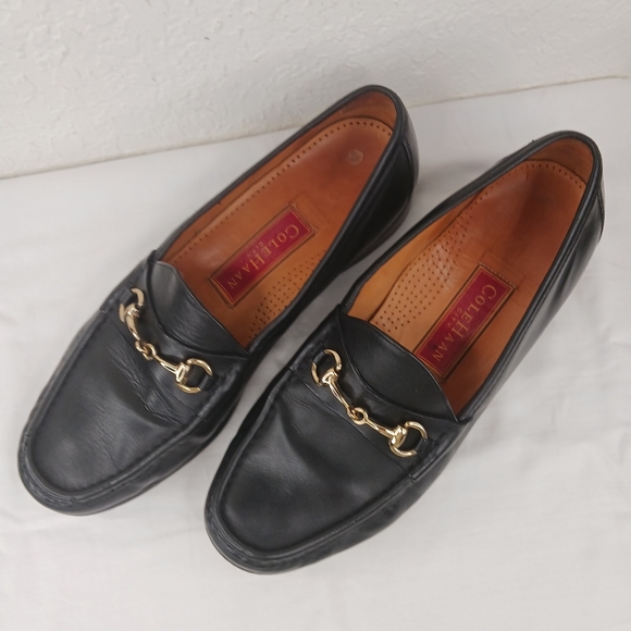 Cole Haan Pinch Maine Classic 9 M Black Equestrian Gold Horse Bit Loafers - Picture 12 of 12